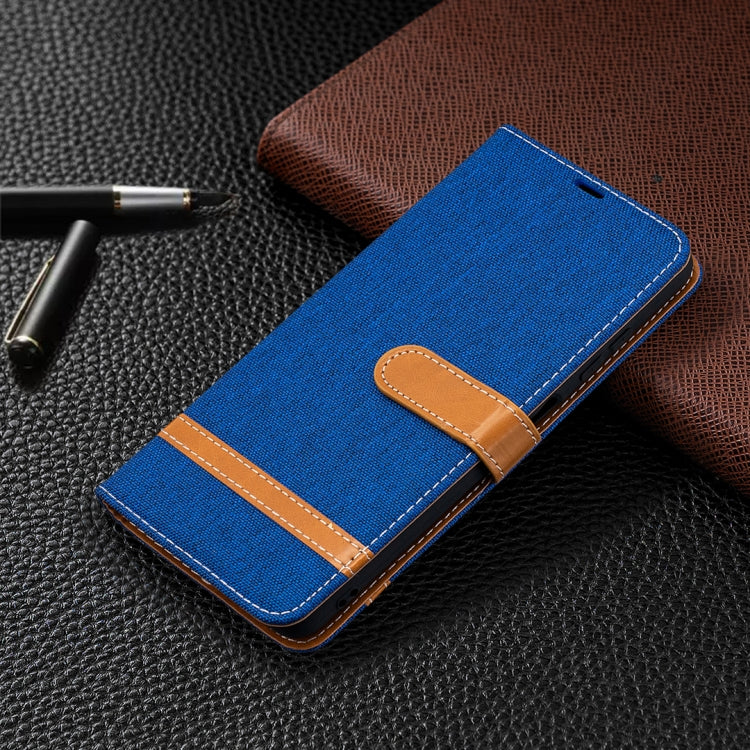 For Xiaomi Mi Poco X3 Color Matching Denim Texture Leather Case with Holder & Card Slots & Wallet & Lanyard
