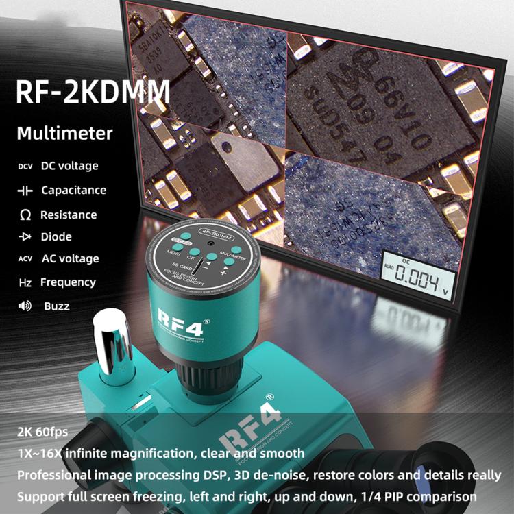 RF4 RF-2KDMM 2K Camera with Multimeter Function for Stereo Trinocular Microscope - Blue