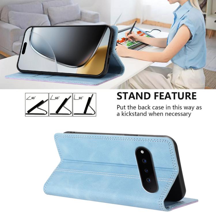 For Natural AI Phone Skin Feel Two-tone RFID Blocking Vegan Leather Phone Case