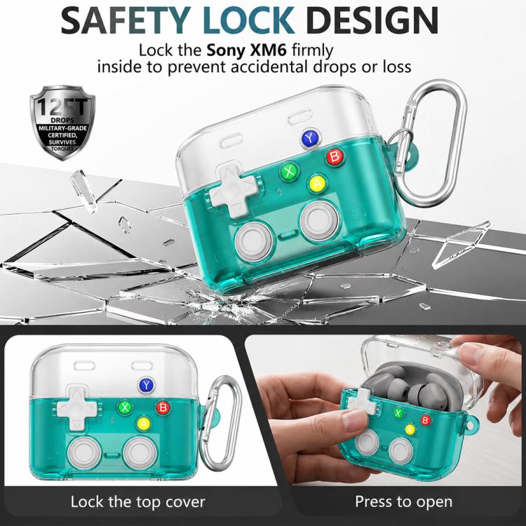 For Sony WF-1000XM6 XDcase Transparent Retro Game Console Design Earbuds Case with Holder & Stress Relief Button