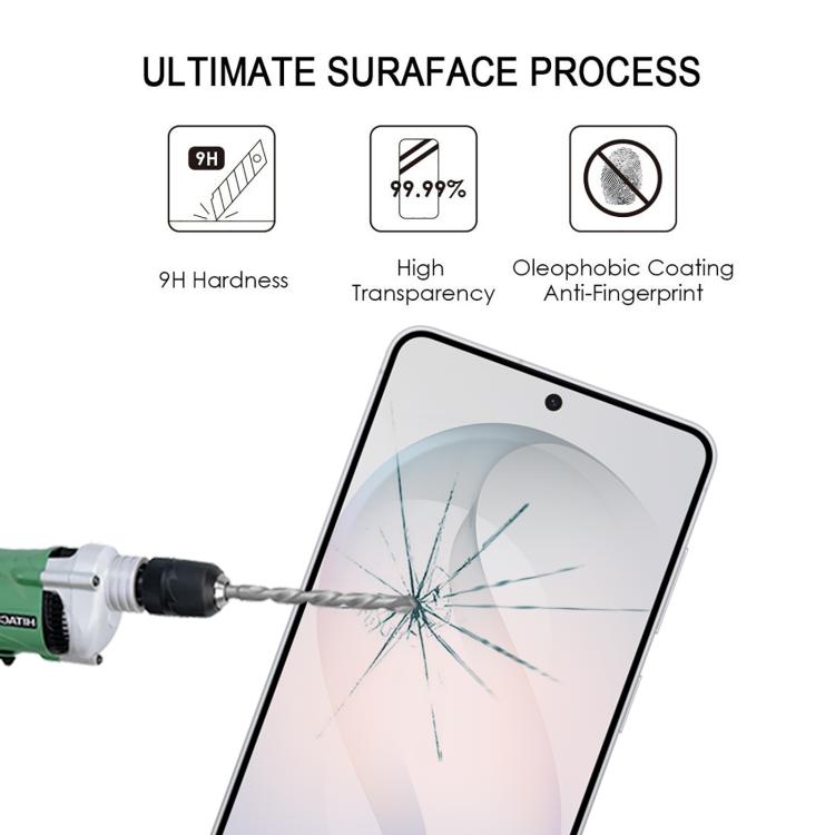 For Galaxy S26 FE 5G High Aluminum Full Screen Silk Printing Tempered Glass Film, Support Fingerprint Unlocking
