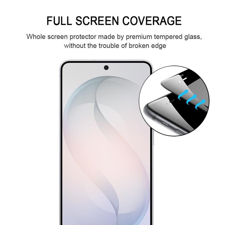 For Galaxy S26 FE 5G 25pcs High Aluminum Full Screen Silk Printing Tempered Glass Film, Support Fingerprint Unlocking