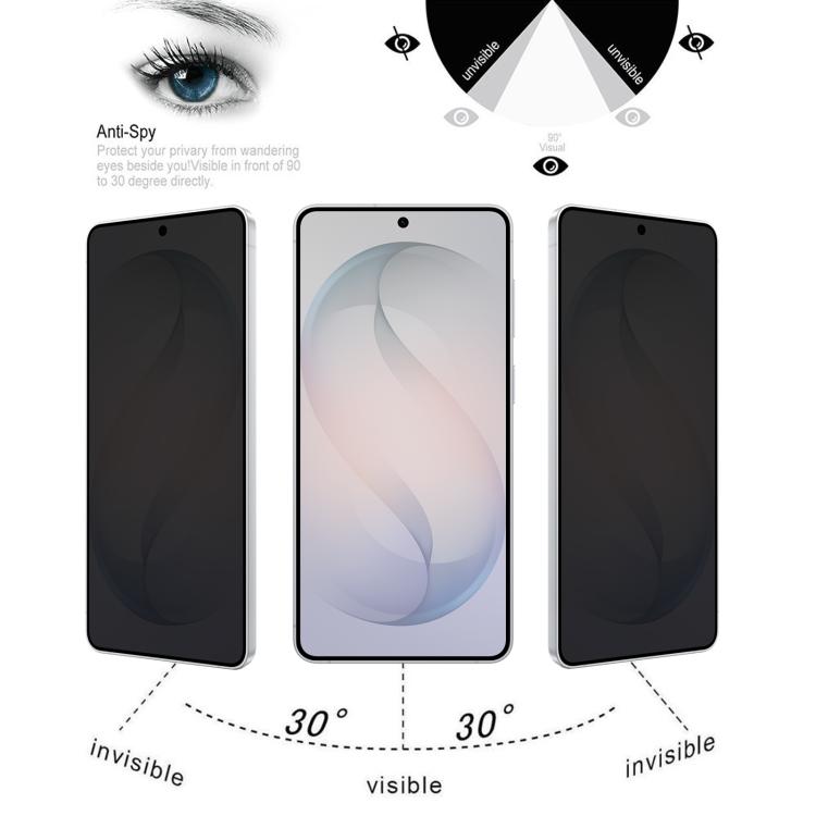 For Galaxy S26 FE 5G 25pcs Full Cover Anti-peeping Tempered Glass Film,  Support Fingerprint Unlocking