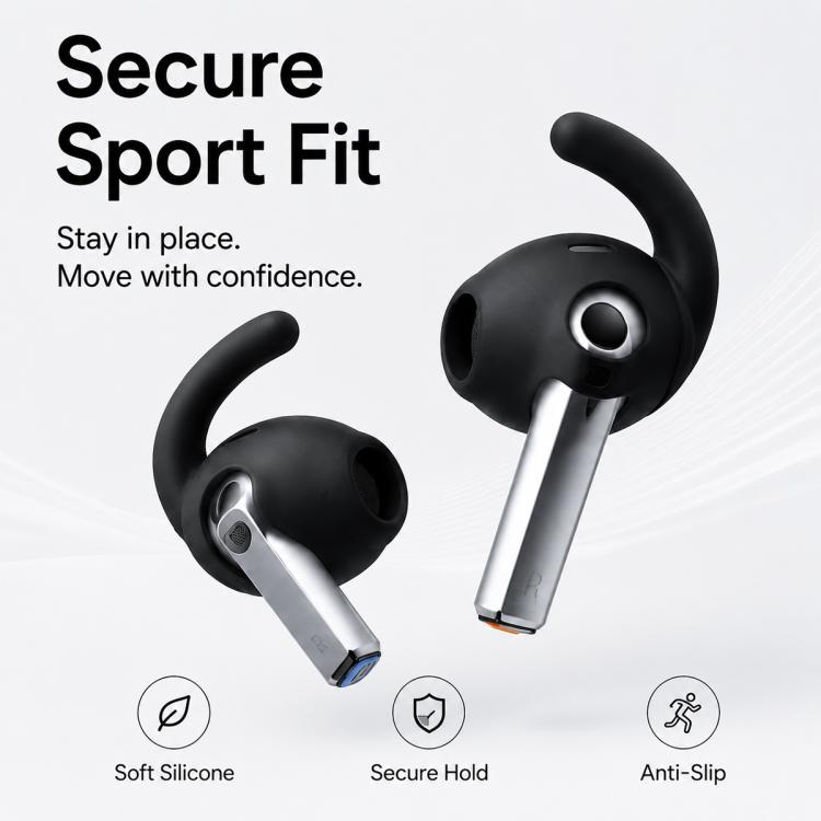 For Galaxy Buds3 Pro XDcase 3 Pairs Silicone Anti-slip Sports Ear Caps with Storage Case & Carabiner