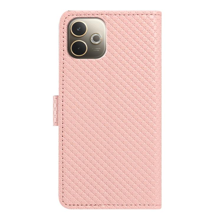 For OPPO A5 Pro 4G / 5G Mirrored Buckle Vegan Leather Phone Case with Small Black Cord