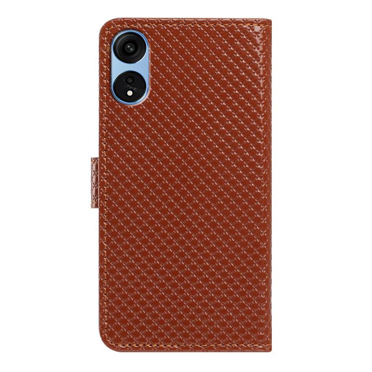 For OPPO A1 Pro Mirrored Buckle Vegan Leather Phone Case with Small Black Cord