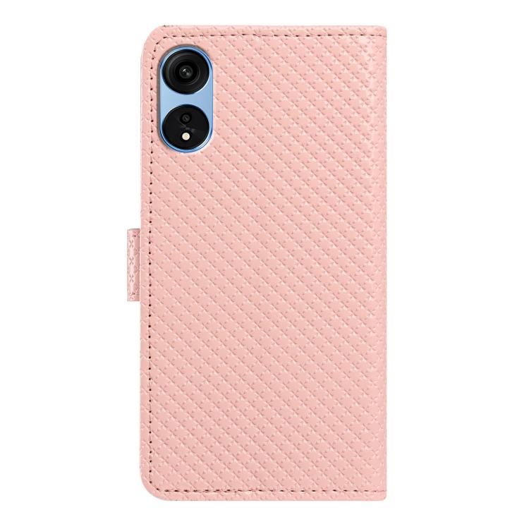 For OPPO A1 Pro Mirrored Buckle Vegan Leather Phone Case with Small Black Cord