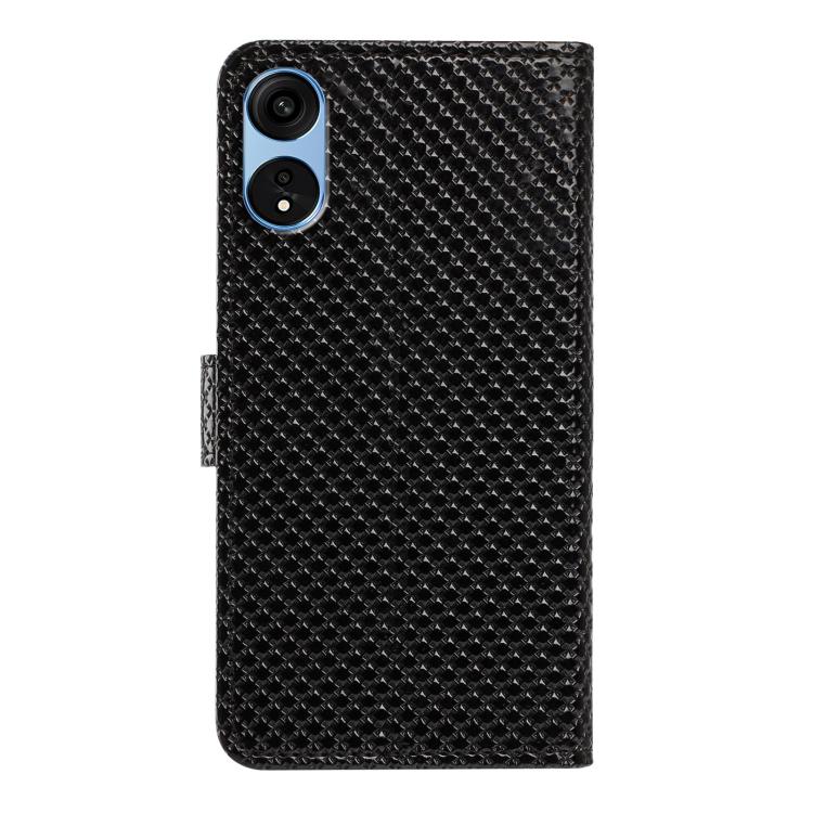 For OPPO A1 Pro Mirrored Buckle Vegan Leather Phone Case with Small Black Cord