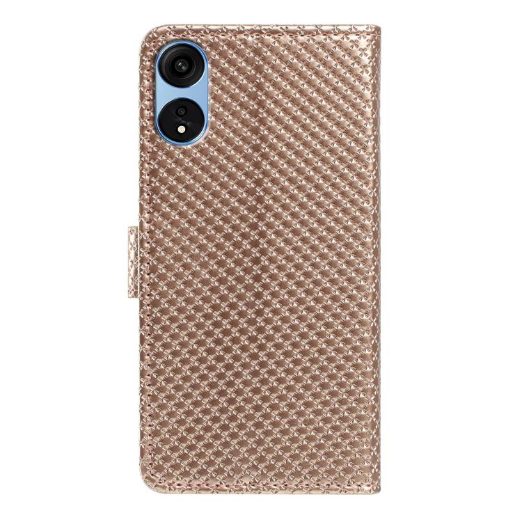 For OPPO A1 Pro Mirrored Buckle Vegan Leather Phone Case with Small Black Cord