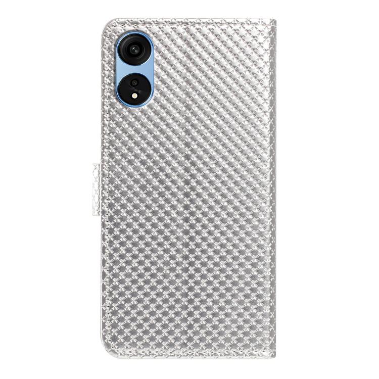 For OPPO A1 Pro Mirrored Buckle Vegan Leather Phone Case with Small Black Cord