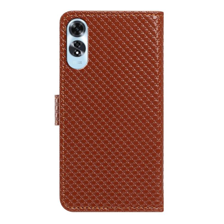 For OPPO A3x Global Mirrored Buckle Vegan Leather Phone Case with Small Black Cord