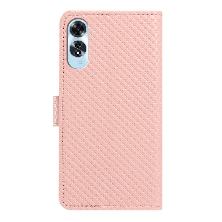 For OPPO A3x Global Mirrored Buckle Vegan Leather Phone Case with Small Black Cord