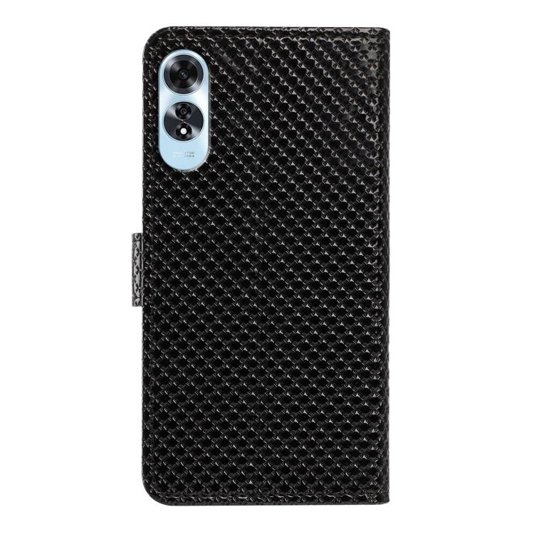For OPPO A3x Global Mirrored Buckle Vegan Leather Phone Case with Small Black Cord