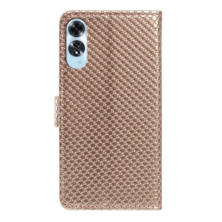 For OPPO A3x Global Mirrored Buckle Vegan Leather Phone Case with Small Black Cord