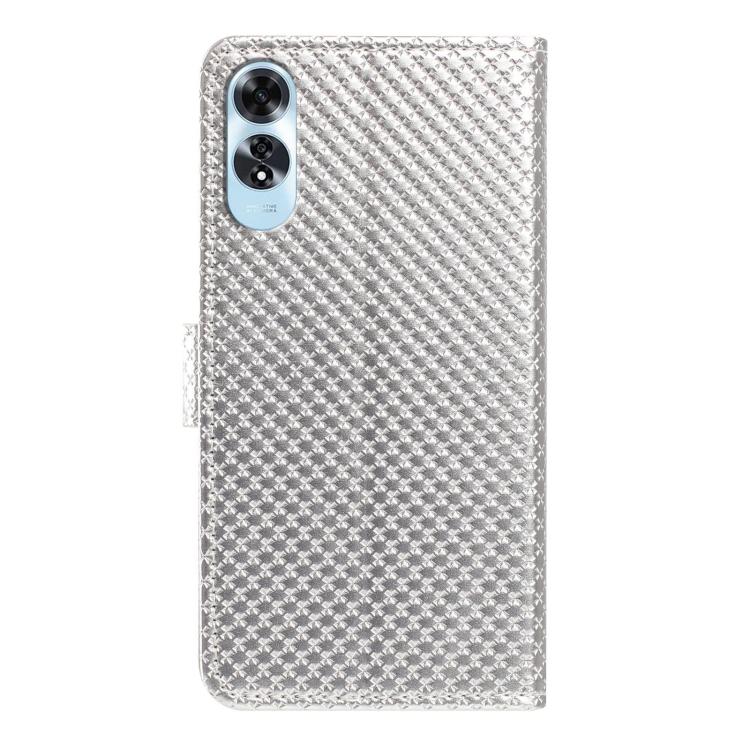 For OPPO A3x Global Mirrored Buckle Vegan Leather Phone Case with Small Black Cord