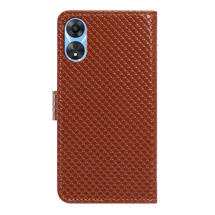 For OPPO A78 4G Mirrored Buckle Vegan Leather Phone Case with Small Black Cord