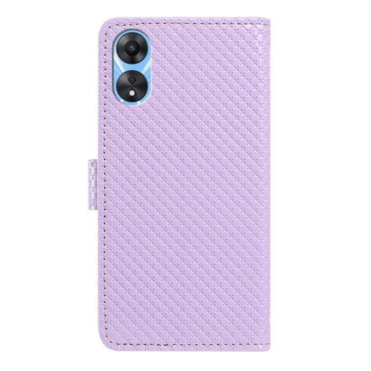 For OPPO A78 4G Mirrored Buckle Vegan Leather Phone Case with Small Black Cord