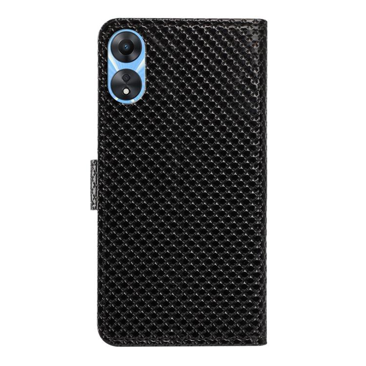 For OPPO A78 4G Mirrored Buckle Vegan Leather Phone Case with Small Black Cord