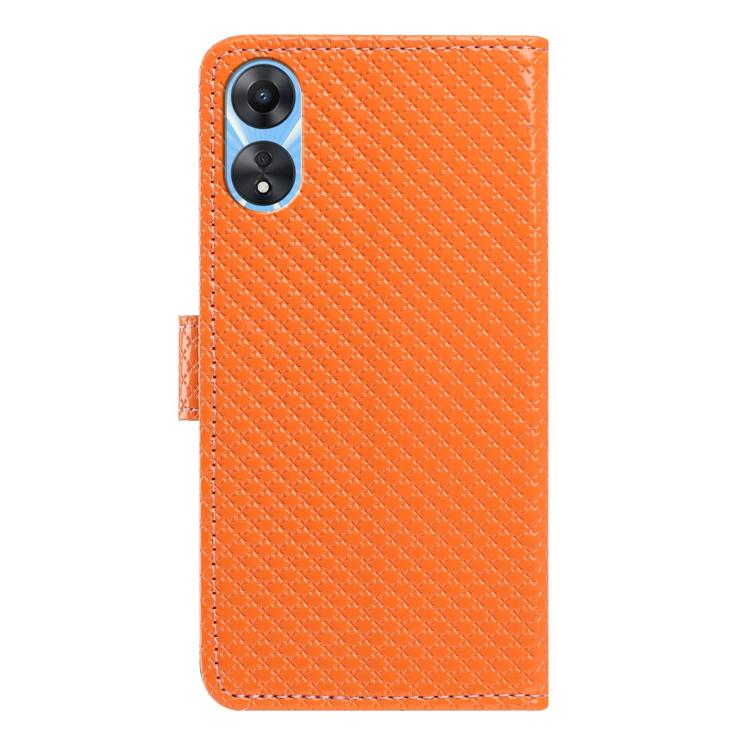 For OPPO A78 4G Mirrored Buckle Vegan Leather Phone Case with Small Black Cord