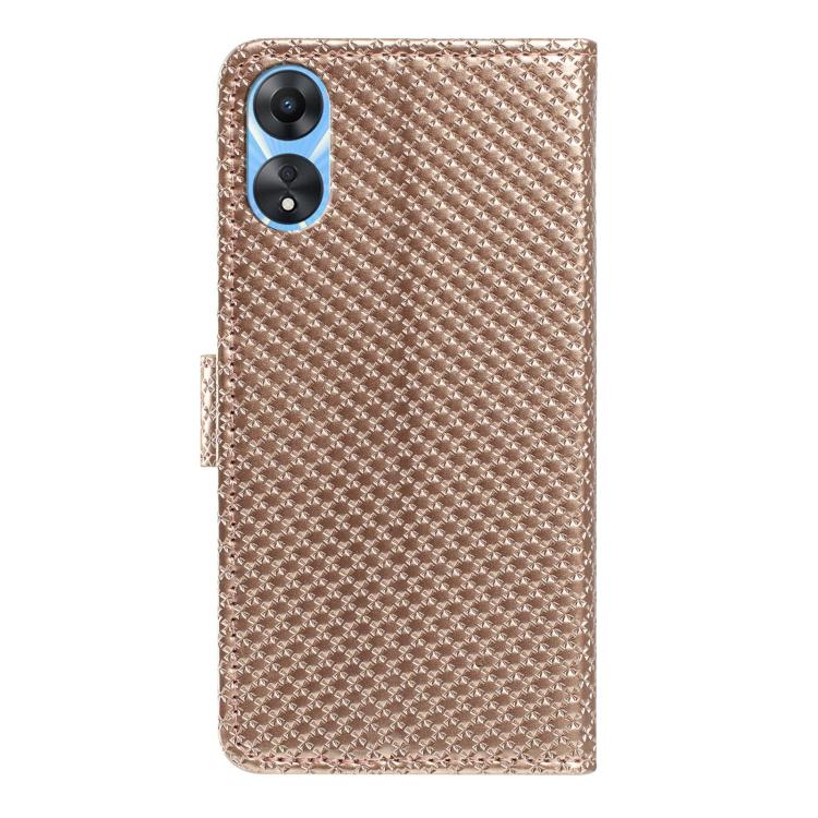 For OPPO A78 4G Mirrored Buckle Vegan Leather Phone Case with Small Black Cord