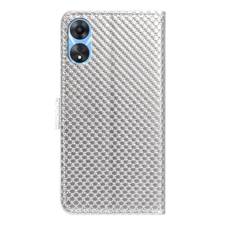 For OPPO A78 4G Mirrored Buckle Vegan Leather Phone Case with Small Black Cord