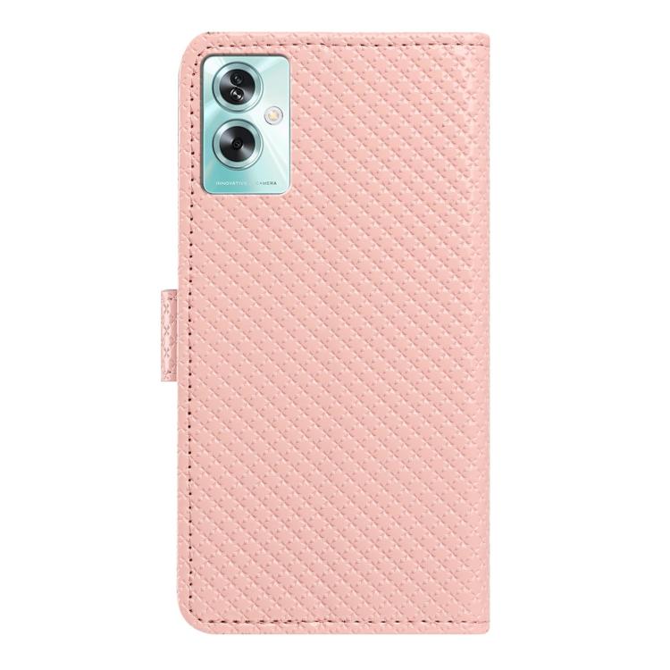 For OPPO A79 5G Mirrored Buckle Vegan Leather Phone Case with Small Black Cord