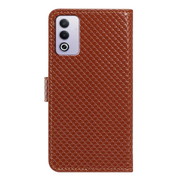 For OPPO A80 5G Mirrored Buckle Vegan Leather Phone Case with Small Black Cord