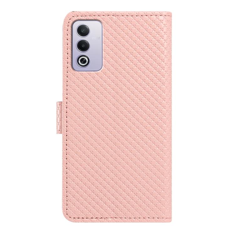 For OPPO A80 5G Mirrored Buckle Vegan Leather Phone Case with Small Black Cord