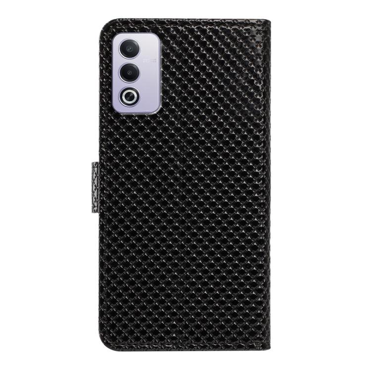 For OPPO A80 5G Mirrored Buckle Vegan Leather Phone Case with Small Black Cord