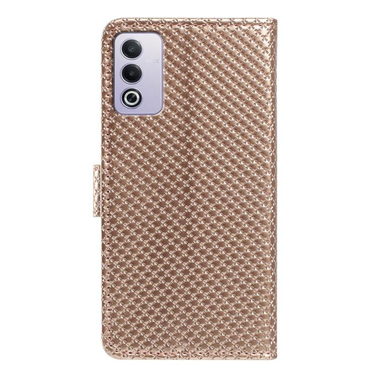 For OPPO A80 5G Mirrored Buckle Vegan Leather Phone Case with Small Black Cord