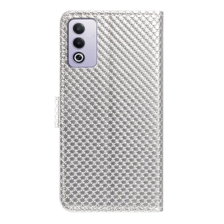 For OPPO A80 5G Mirrored Buckle Vegan Leather Phone Case with Small Black Cord