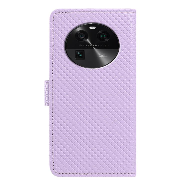 For OPPO Find X6 Mirrored Buckle Vegan Leather Phone Case with Small Black Cord