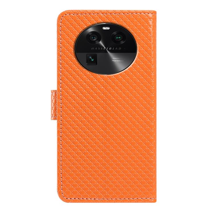 For OPPO Find X6 Mirrored Buckle Vegan Leather Phone Case with Small Black Cord