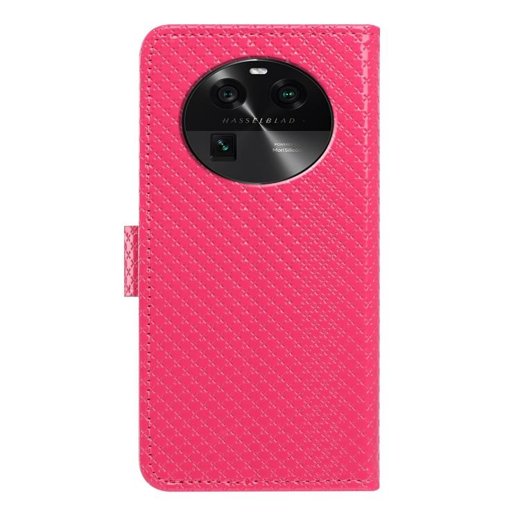 For OPPO Find X6 Pro Mirrored Buckle Vegan Leather Phone Case with Small Black Cord