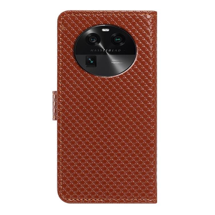 For OPPO Find X6 Pro Mirrored Buckle Vegan Leather Phone Case with Small Black Cord