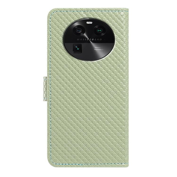 For OPPO Find X6 Pro Mirrored Buckle Vegan Leather Phone Case with Small Black Cord