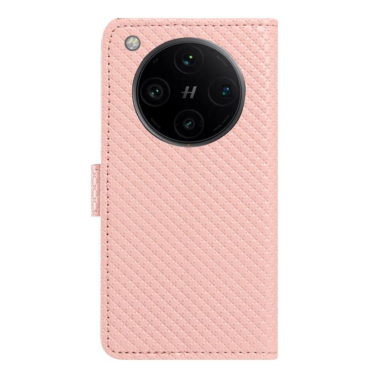 For OPPO Find X8 Pro Mirrored Buckle Vegan Leather Phone Case with Small Black Cord