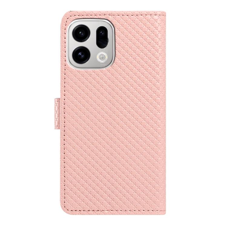 For OPPO Find X9 Mirrored Buckle Vegan Leather Phone Case with Small Black Cord