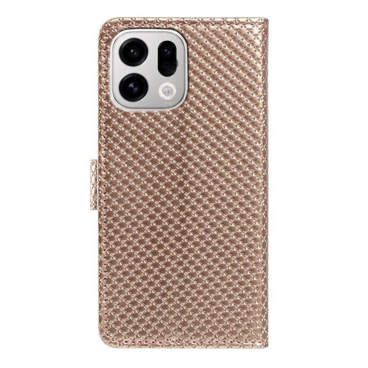For OPPO Find X9 Mirrored Buckle Vegan Leather Phone Case with Small Black Cord