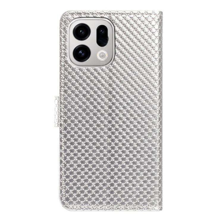 For OPPO Find X9 Pro Mirrored Buckle Vegan Leather Phone Case with Small Black Cord