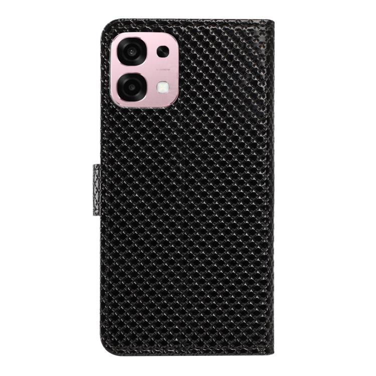 For OPPO A6 Pro 4G / 5G Global Mirrored Buckle Vegan Leather Phone Case with Small Black Cord
