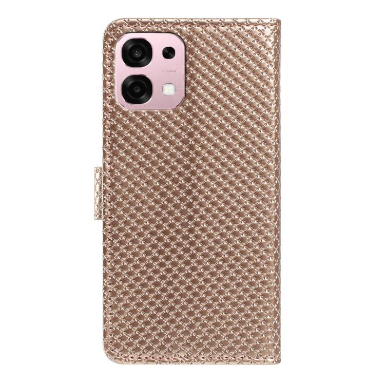 For OPPO A6 Pro 4G / 5G Global Mirrored Buckle Vegan Leather Phone Case with Small Black Cord