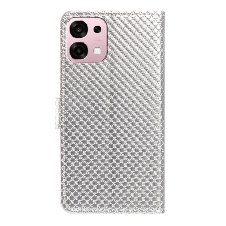 For OPPO A6 Pro 4G / 5G Global Mirrored Buckle Vegan Leather Phone Case with Small Black Cord