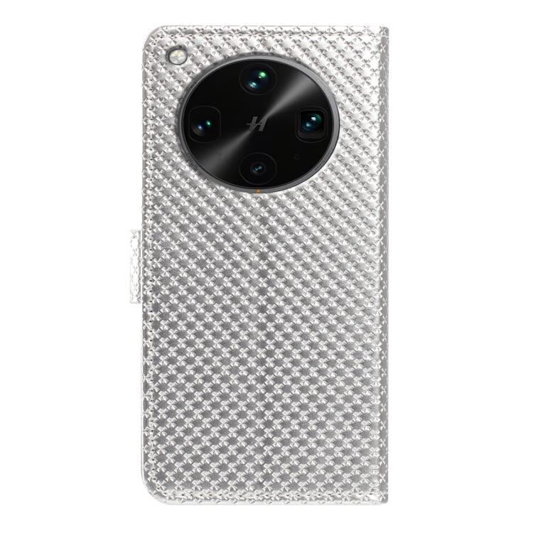 For OPPO Find X8 Ultra Mirrored Buckle Vegan Leather Phone Case with Small Black Cord