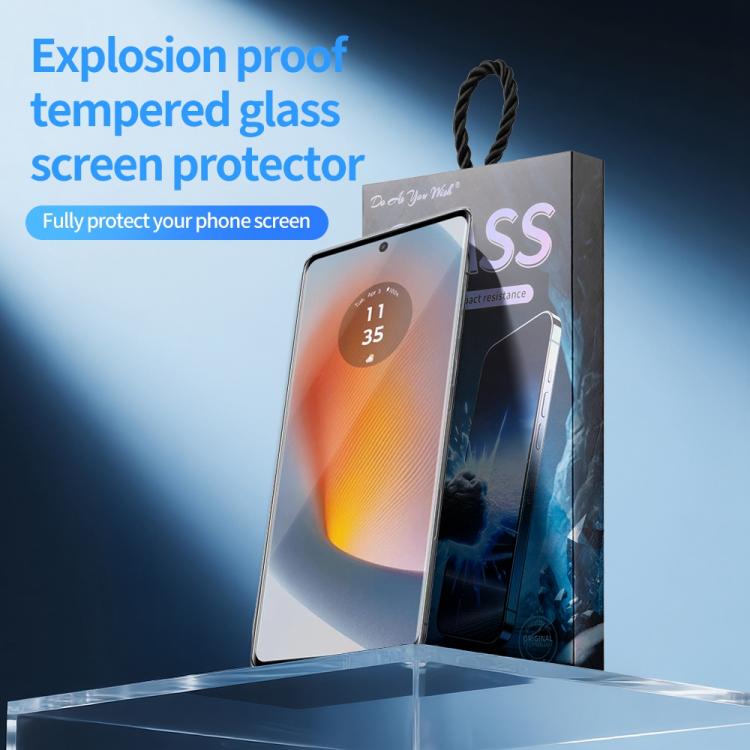For Motorola Edge 50 Fusion Do As You Wish Silk Screen Printed HD Tempered Glass Film - Black