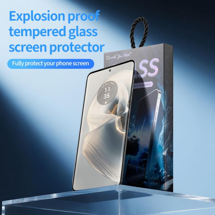 For Motorola Edge 50 Pro Do As You Wish Silk Screen Printed HD Tempered Glass Film - Black