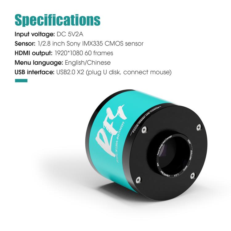 RF4 RF-2KC3 2K HD High-Resolution Adjustable Camera for Trinocular Stereo Microscope - Blue