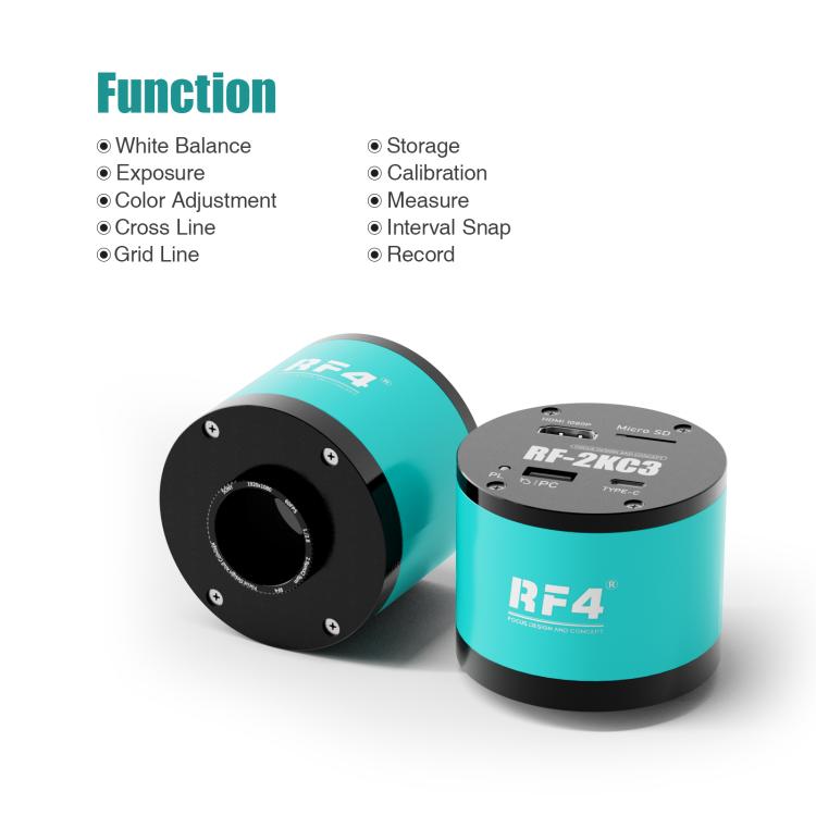 RF4 RF-2KC3 2K HD High-Resolution Adjustable Camera for Trinocular Stereo Microscope - Blue