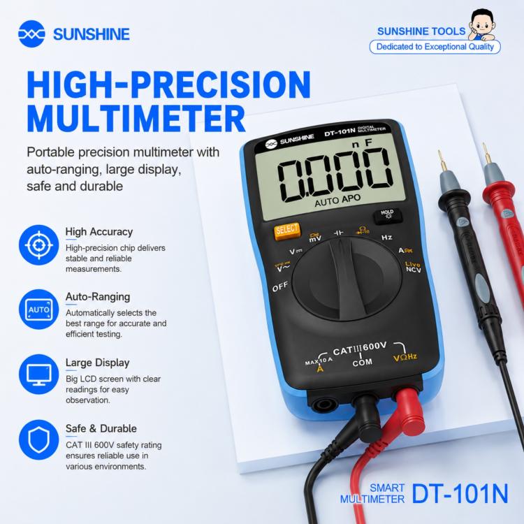 SUNSHINE DT-101N Pocket-Style Auto-Range Smart Precision Multimeter