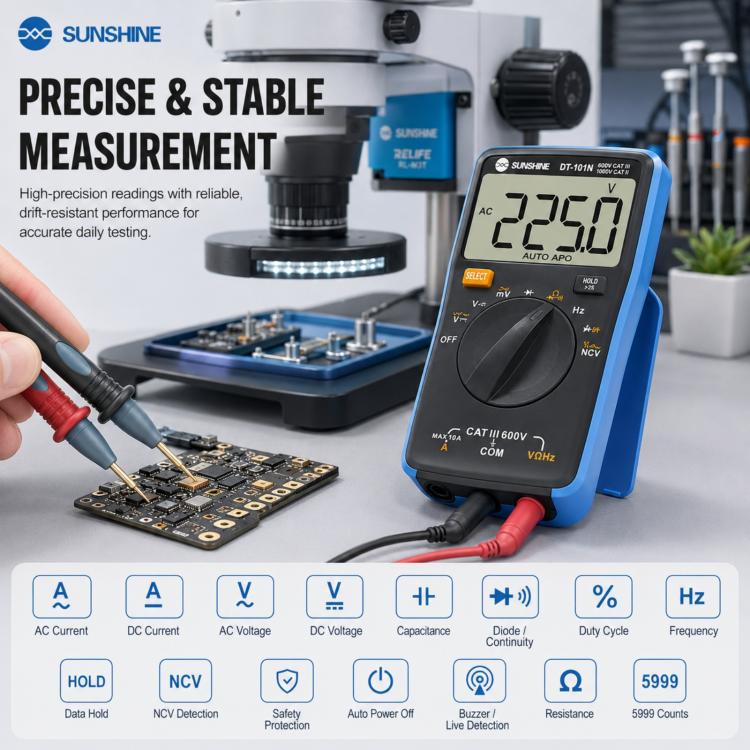 SUNSHINE DT-101N Pocket-Style Auto-Range Smart Precision Multimeter
